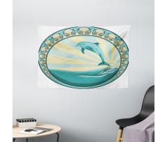 Mammal Jumping out Sea Wide Tapestry