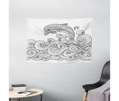 Nautical Zentangle Wave Wide Tapestry