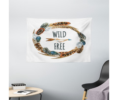 Wreath with Bird Design Wide Tapestry