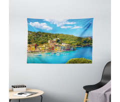 Portofino Panoramic View Wide Tapestry