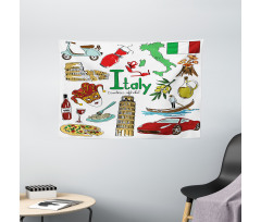 Fun Colorful Sketch Style Wide Tapestry