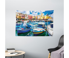 Colorful Procida Island Wide Tapestry