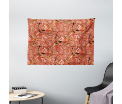Floral Vibrant Drawing Wide Tapestry