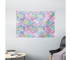 Colorful Vintage Curls Wide Tapestry