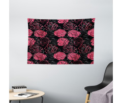 Ombre Rose Blooom Art Wide Tapestry