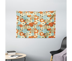 Retro Simple Flowers Wide Tapestry