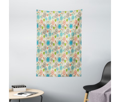 Retro Doodle Cheerful Tapestry