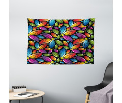 Colorful Flowers Vintage Wide Tapestry