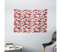 Blooming Red Poppies Wide Tapestry