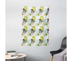 Pastel Wildflower Leaves Tapestry