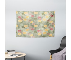 Geometric Squares Swirls Wide Tapestry