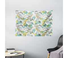 Flying Birds Butterflies Wide Tapestry