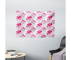 Watercolor Poppy Romance Wide Tapestry