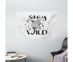 Dancing Bear and Words Wide Tapestry
