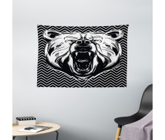 Scary Roar on Zigzag Lines Wide Tapestry