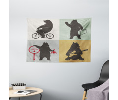 Funny Frames Drawing Style Wide Tapestry