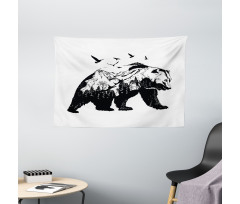 Wildlife Mammal Silhouette Wide Tapestry