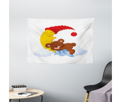 Kids Cartoon Baby on Moon Wide Tapestry