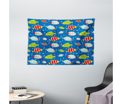 Vibrant Fish Marine Art Wide Tapestry