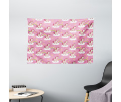 Unicorns on Clouds Wide Tapestry