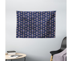 Owls Starry Night Wide Tapestry