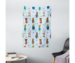 Animals Winter Clothing Tapestry