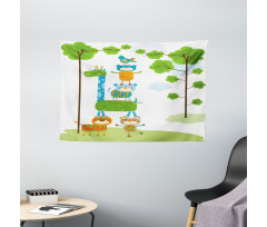 Funny Jungle Creatures Wide Tapestry