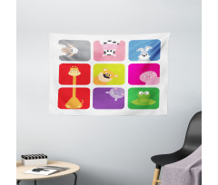 Cartoon Colorful Frames Wide Tapestry