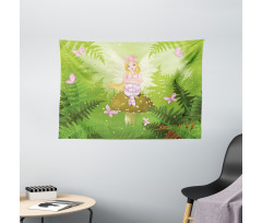 Fairy Girl Floral Hair Wide Tapestry