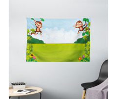 Monkeys on Vines Wide Tapestry