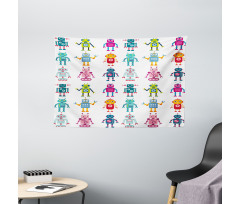 Cartoon Robot Wide Tapestry