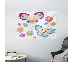 Baby Butterfly Couple Wide Tapestry