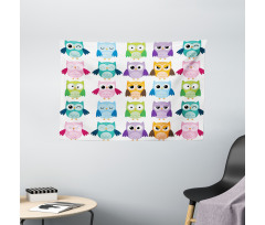 Friendly Bird Owl Comic Wide Tapestry