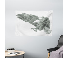 Monochrome Drawing Style Wide Tapestry
