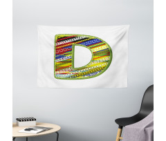 Letter Ornament Retro Wide Tapestry