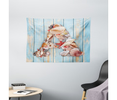 Seashell Wood Backdrop Wide Tapestry