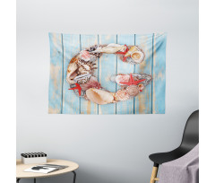 Pale Wooden Background Wide Tapestry