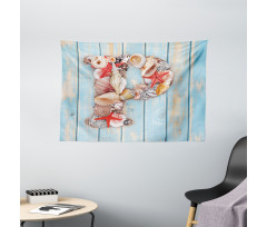 Ocean Elements Letter Wide Tapestry