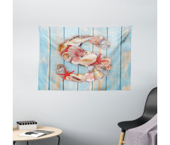 S Seashells Nautical Wide Tapestry