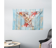 Aqua Typography Design Wide Tapestry