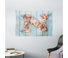 Ocean Seashells ABC Wide Tapestry