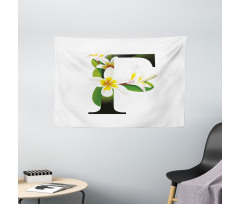 Frangipani Green Theme Wide Tapestry