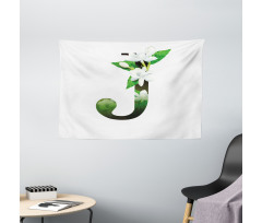Abstract Jasmine and J Wide Tapestry