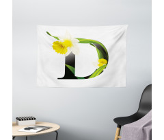 D Silhouette Daffodils Wide Tapestry