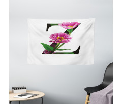 Zinnia Petals Leaves Z Wide Tapestry