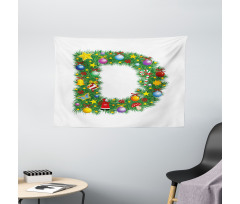 Happy Christmas Pine Wide Tapestry