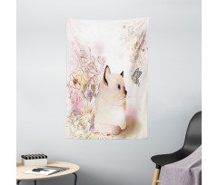 Pastel Kitty and Butterflies Tapestry