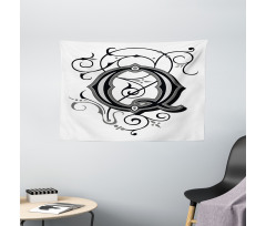 Gothic Q Flowers Art Wide Tapestry