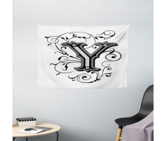 Capital Y Calligraphy Wide Tapestry