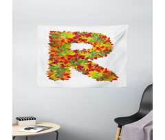 Floral R Maple Leaves Wide Tapestry